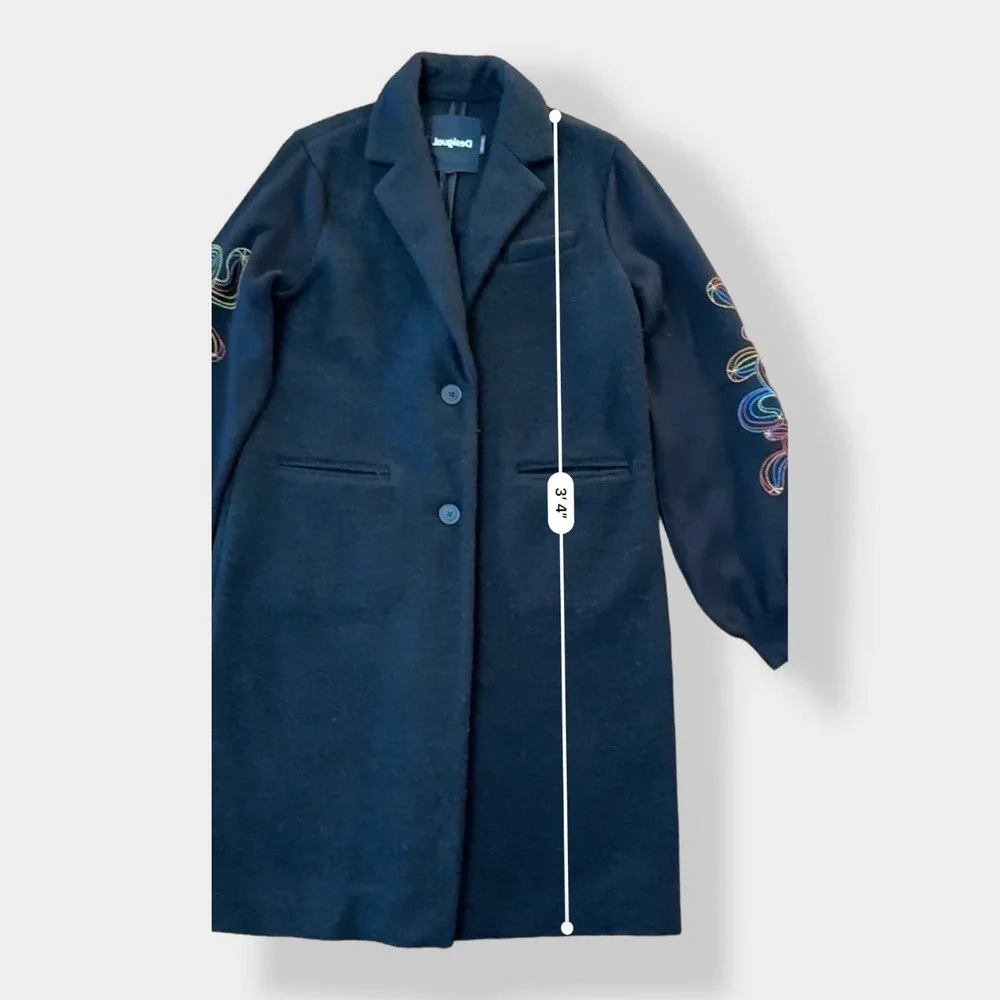 Desigual‎ Long embroidered Love Maker Coat Size L